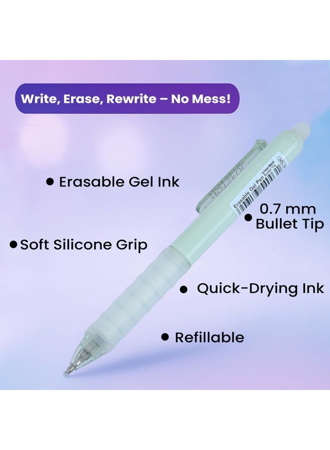 NOTEFUL Retractable Erasable Gel Pens Clicker, Fine Point 0.7, Premium Comfort Grip for Smooth Writing Planner and School Supplies - Blue (Pack of 8) - Image 4