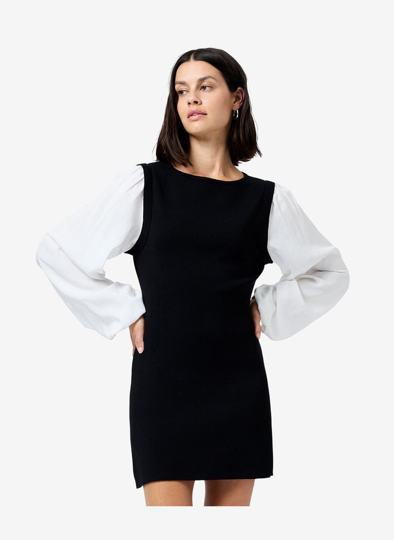French Connection Women's Black- Summer White Maxime Knit Shirting Mini Dress - Image 1