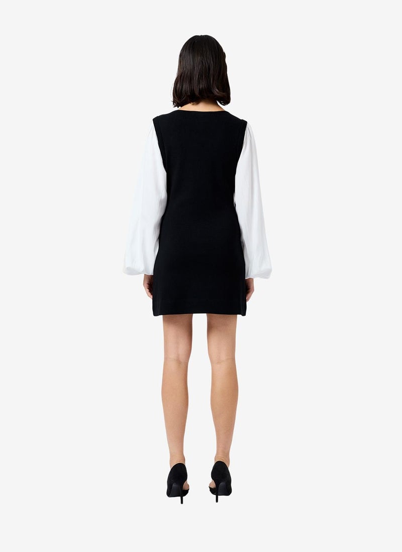 French Connection Women's Black- Summer White Maxime Knit Shirting Mini Dress - Image 4