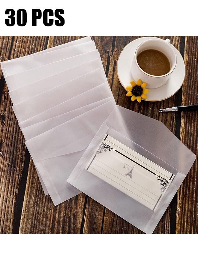 HY 30 Pack White A7 Envelopes Invitation Envelopes Glassine Paper Envelopes 5x7 Invitation Envelopes Vellum Envelopes Greeting Card Envelopes Mini Filing Envelopes for Party Birthday 5x7in Translucent  - Image 1