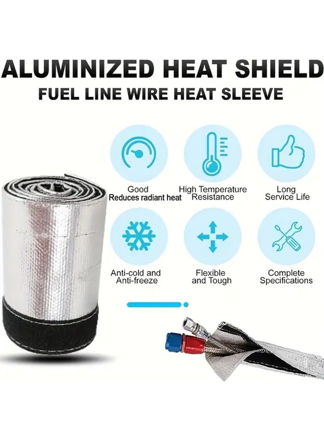 71 65 Inch Fiber Aluminum Foil Insulation Sleeve Heat Resistant Protective Cover For Engine Air Intake And Filter Hose - Image 3