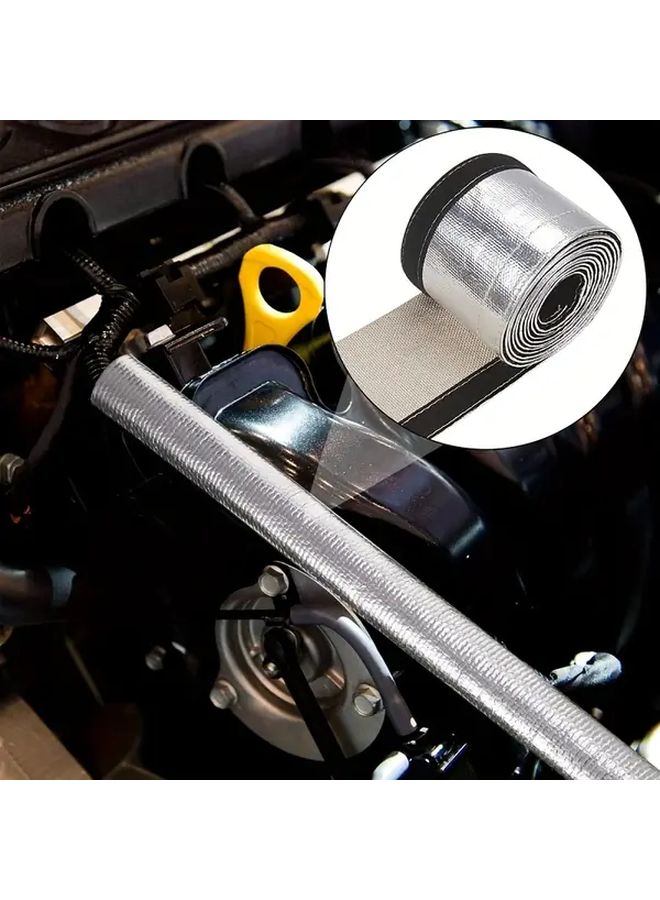 71 65 Inch Fiber Aluminum Foil Insulation Sleeve Heat Resistant Protective Cover For Engine Air Intake And Filter Hose - Image 1
