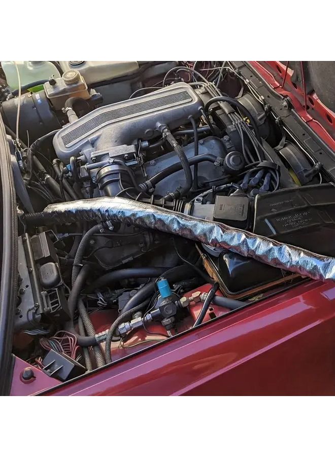 71 65 Inch Fiber Aluminum Foil Insulation Sleeve Heat Resistant Protective Cover For Engine Air Intake And Filter Hose - Image 2