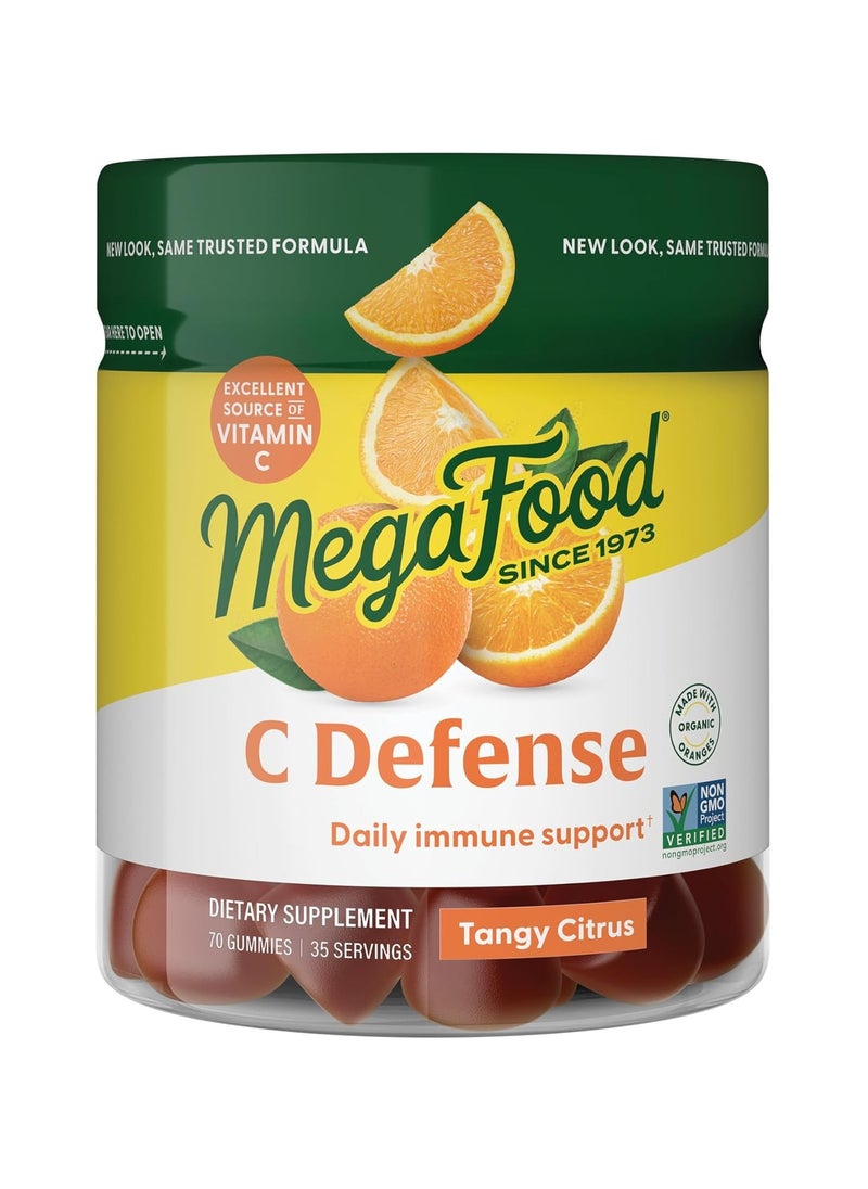 MegaFood - MegaFood C Defense - Daily Immune Support Dietary Supplement 70 Gummies / 35 Servings Tangy Citrus - Image 1