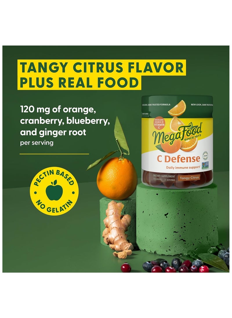 MegaFood - MegaFood C Defense - Daily Immune Support Dietary Supplement 70 Gummies / 35 Servings Tangy Citrus - Image 1