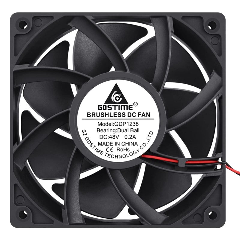 GDSTIME 1238 48V Fan, 120mm x 38mm Dual Ball Bearings DC Brushless Cooling Fan - Image 1