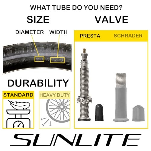 Sunlite Presta Valve Bicycle Tubes, 700 x 18-23 / 48mm Valve - Image 2