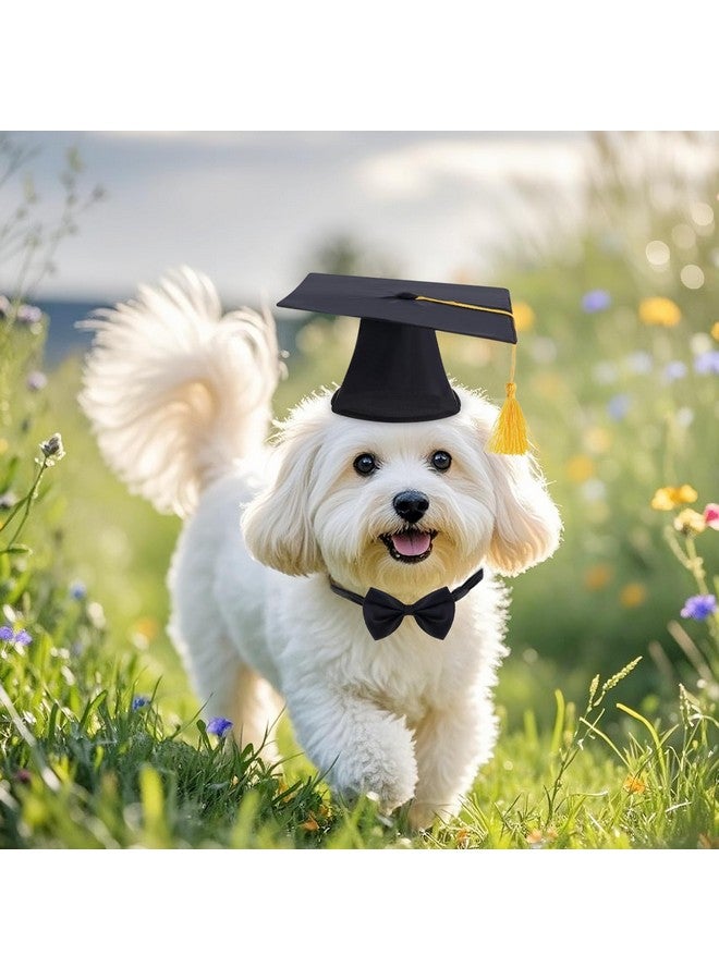 SUMERSHA Pet Graduation Caps with Bow Tie Dog Graduation Hat with Yellow Tassel Pet Grad Costume Accessory for Small Dogs Cats Party Outfit - Image 5