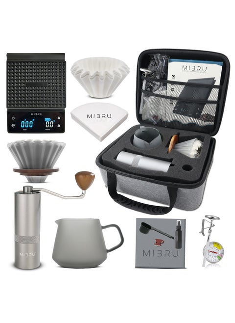 V60 Coffee Maker Set, 12-Piece Hand Brewing Coffee Set, Pour Over Coffee Machine Accessories Kit All In 1 Portable Travel Bag