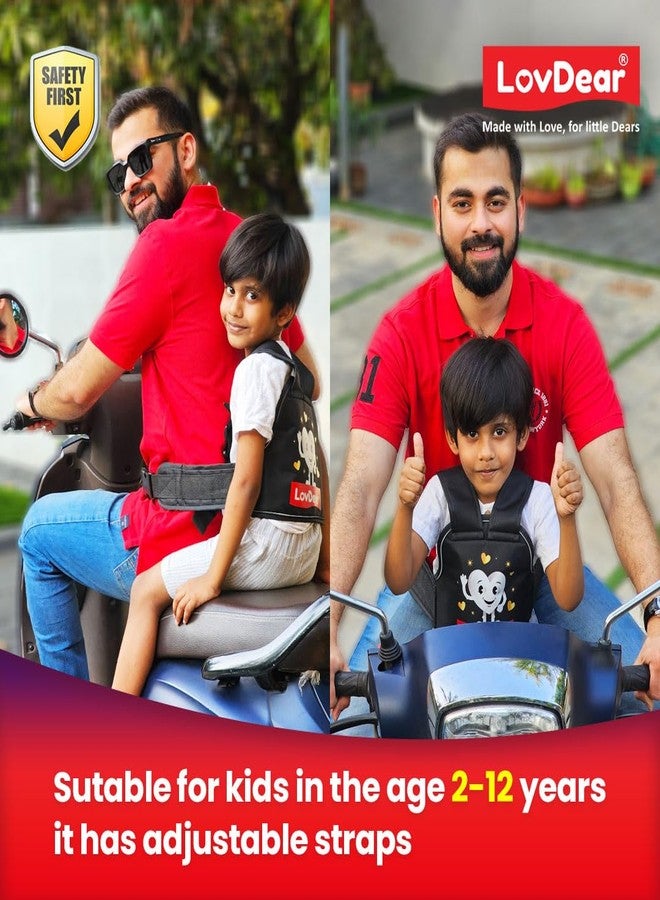 LovDear Two-Wheeler Safety Belt for Kids (2-9 Years) - Adjustable Bike Belt with Storage Bag - Safety Harness for Bike & Scooty (Black) - Image 3