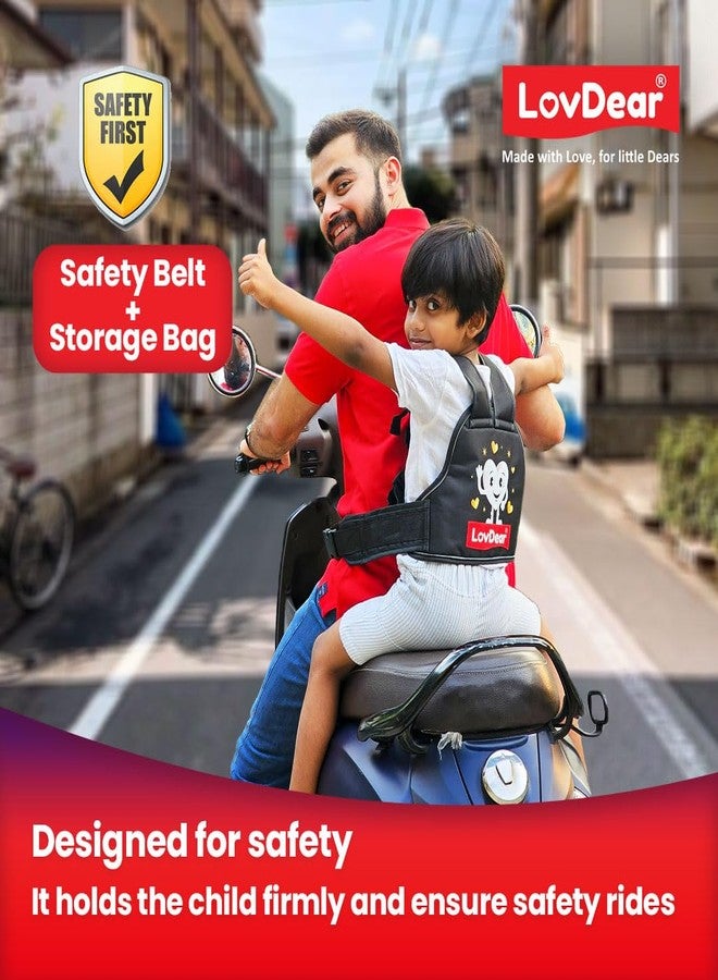 LovDear Two-Wheeler Safety Belt for Kids (2-9 Years) - Adjustable Bike Belt with Storage Bag - Safety Harness for Bike & Scooty (Black) - Image 2