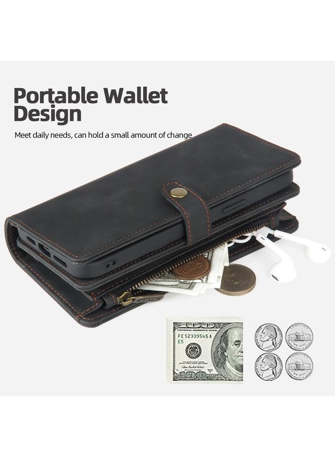 Zaboon Case For Google Pixel 7 Zipper Wallet Detachable Magnetic Leather Phone Case - Image 4