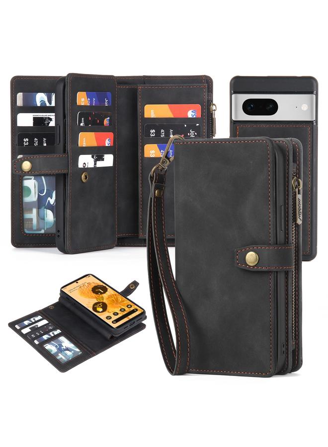 Zaboon Case For Google Pixel 7 Zipper Wallet Detachable Magnetic Leather Phone Case - Image 1