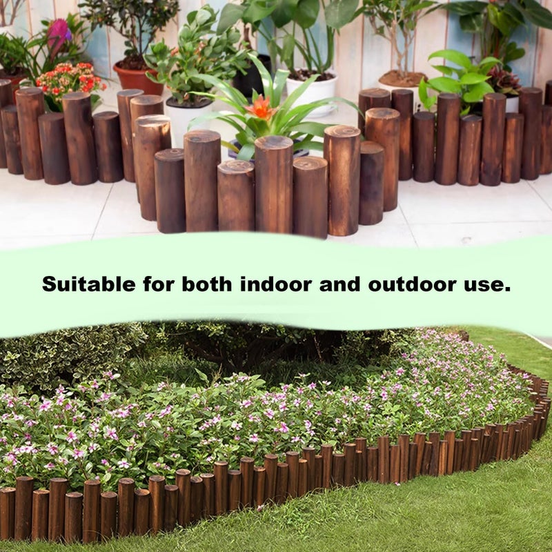 ZEZUT Wood Garden Edging, Natural Wooden Solid Log Fence Border Decorative for Flower Bed Barriers and Landscape Fencing, 6.9 in H x 3.0 ft L, 1.9 in Diameter (2PACK) - Image 4