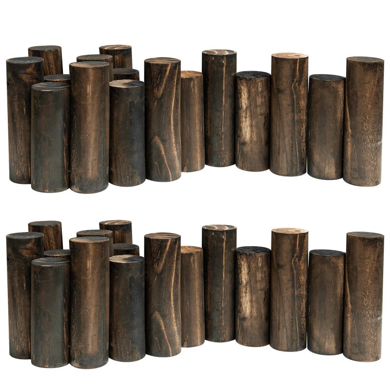 ZEZUT Wood Garden Edging, Natural Wooden Solid Log Fence Border Decorative for Flower Bed Barriers and Landscape Fencing, 6.9 in H x 3.0 ft L, 1.9 in Diameter (2PACK) - Image 1