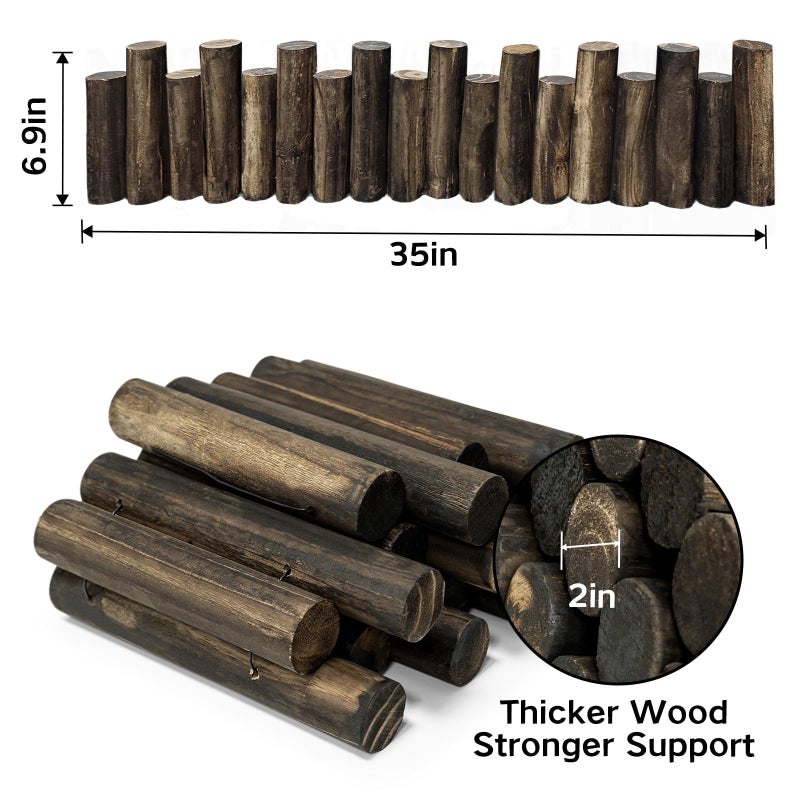 ZEZUT Wood Garden Edging, Natural Wooden Solid Log Fence Border Decorative for Flower Bed Barriers and Landscape Fencing, 6.9 in H x 3.0 ft L, 1.9 in Diameter (2PACK) - Image 2