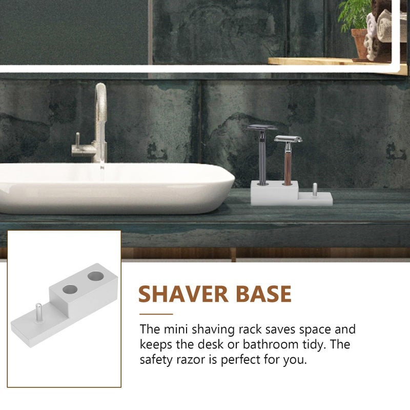 Zinc Alloy Razor And Beard Brush Stand 3 In 1 Men Bathroom Counter Storage Holder - Image 4