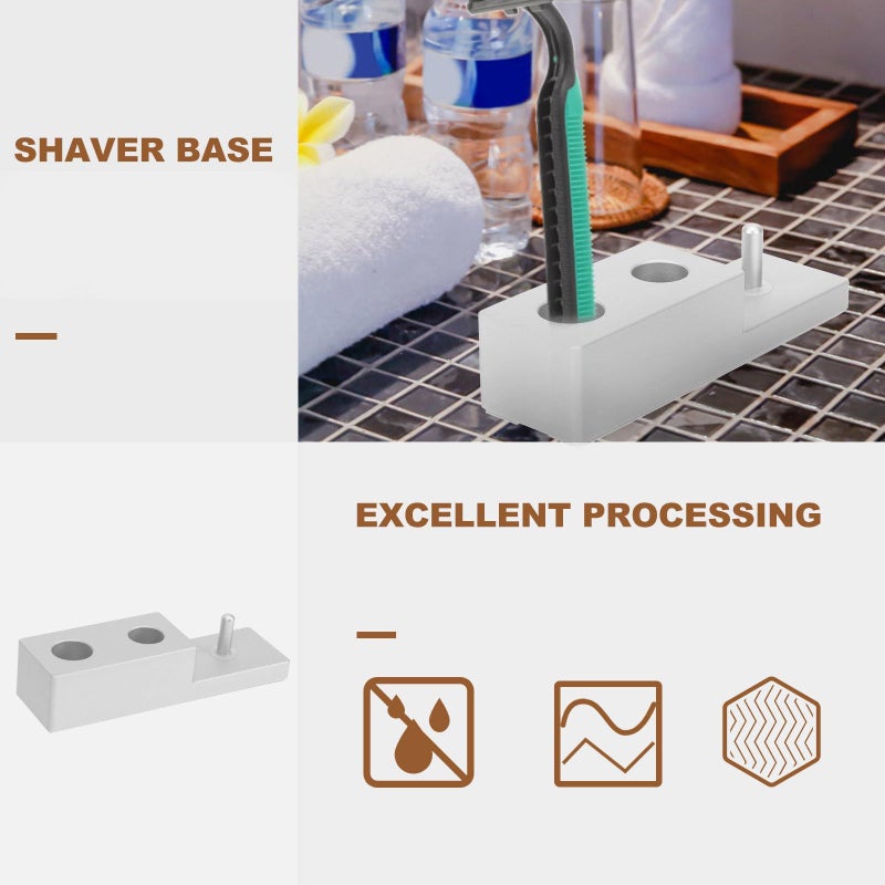 Zinc Alloy Razor And Beard Brush Stand 3 In 1 Men Bathroom Counter Storage Holder - Image 5