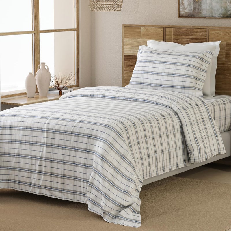 Layers Emaline 100% Cotton Single Bedsheet Set (Oeko Tex Certified) | 1 Single Cotton Bedsheet & 1 Pillow Cover | Breathable & Anti-Wrinkle | 144 TC | (Checks Print, White & Black) - Image 2