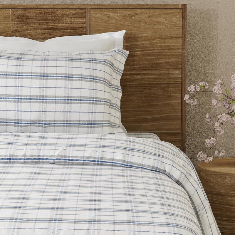 Layers Emaline 100% Cotton Single Bedsheet Set (Oeko Tex Certified) | 1 Single Cotton Bedsheet & 1 Pillow Cover | Breathable & Anti-Wrinkle | 144 TC | (Checks Print, White & Black) - Image 5