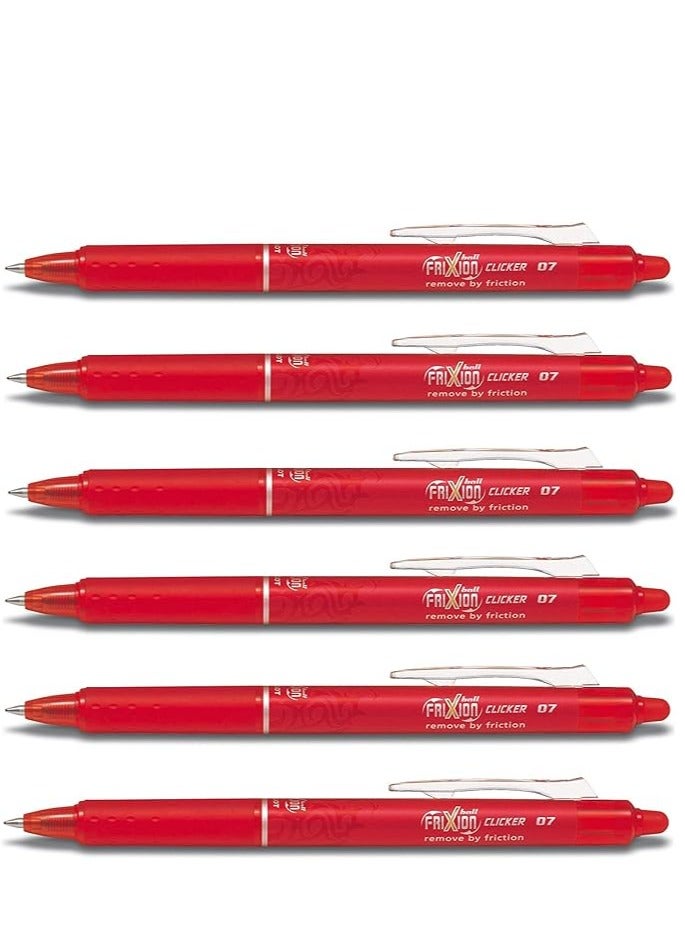 PILOT أقلام بيليت ريد فريشون كليكر القابلة للسحب بقلم رفيع قابل للمسح 0.7 مم رأس 0.35 مم خط BLRT-FR7 (عبوة من 6) - Image 1