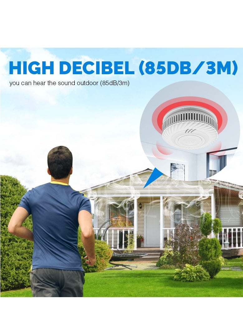 Standalone Smoke Alarm 85dB High Sensitivity Photoelectric Sensor TUV Certified 10 Year Battery Anti False Alarm
