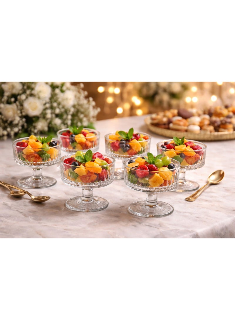 بلينك ماكس طقم زبادي زجاج للحلى والايس كريم شفاف 6 قطع - Image 1