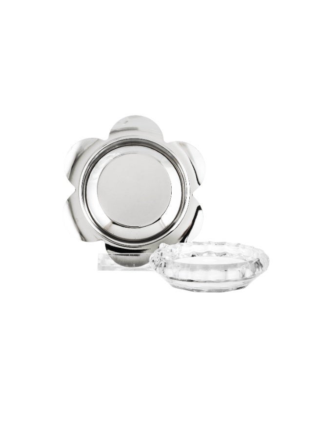 ✨ Luxury glass serving dish set with stainless steel base – 6 pieces | 12.5 cm | A touch of elegance for your hospitality - Image 3