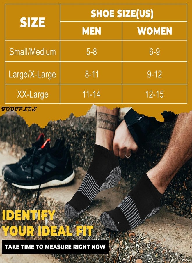 FOOTPLUS 6 Pairs Copper Running Socks,Men Women Thick Cushioned Low Cut Jogging Golf Tennis Arch Support Compression Marathon Athletic Sweat Ankle Yoga Gym Travel Socks,Black, L - Image 3