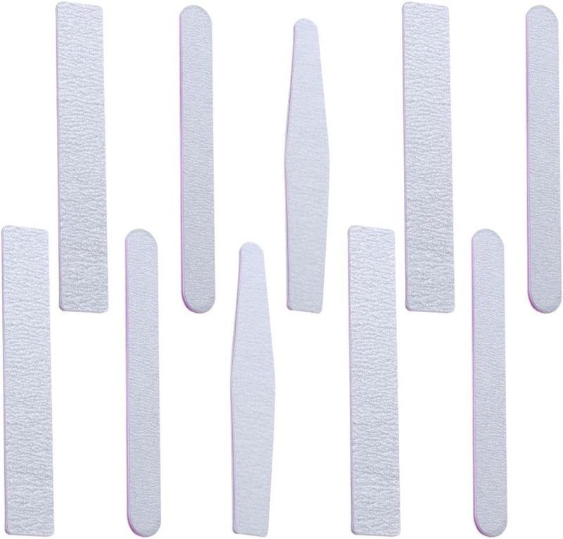 SMASOLO 10pcs Double-Sided Emery Nail Files White Red Grit Washable Manicure Pedicure Tools for Natural and False Nails Home Salon Buffering Random Style - Image 1