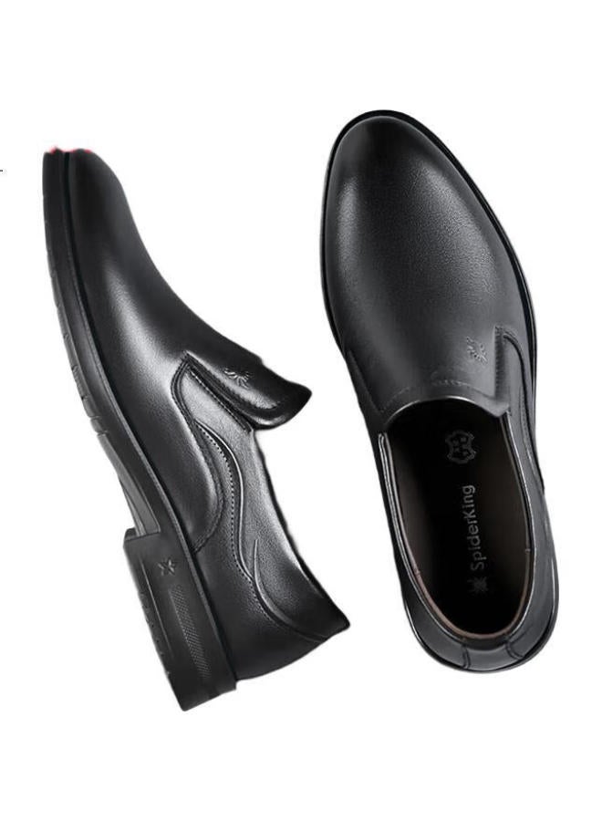 Spider King Men'S Business Formal Shoes Breathable British Casual Shoes Soft Bottom Slip-On Shoes Lazy Shoes Black Size 44 - Image 1