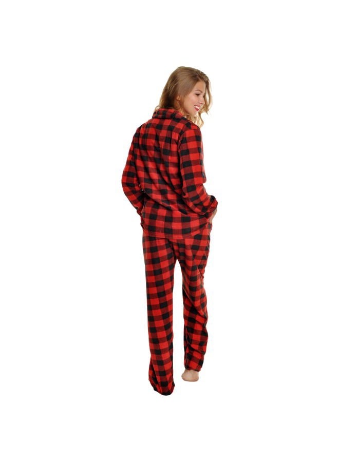 Angelina Women's Cozy Fleece Pajama Set, Black/Red Plaid, S - Image 2