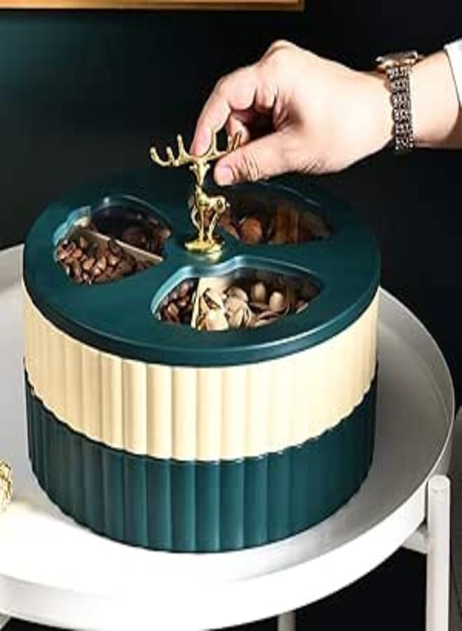 Spaceshoop Dorene Tsalley Dish - Transparent Lid, Golden Deer Handle - Treat Cookie and More