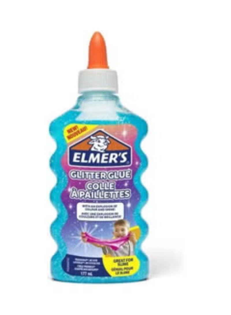 Elmer's PVA Glitter Glue | Blue | 177 mL | Washable & Kid Friendly | Great for Making Slime & Crafting | Perfect for making slime at home or in the classroom