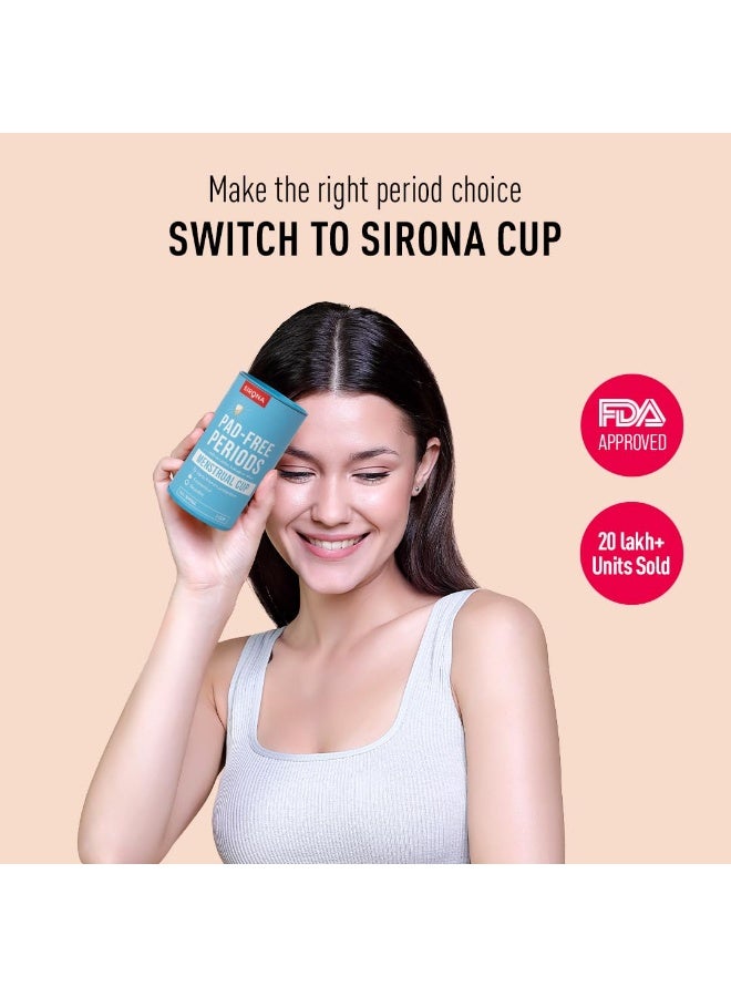 Sirona Reusable Menstrual Cup for Women - Small (Pack of 2) | FDA Approved | Made of Ultra Soft 100% Medical Grade Silicone | Odour, Rash & Itch-Free Period | Leak-Proof Protection for 8-10 Hours - Image 2