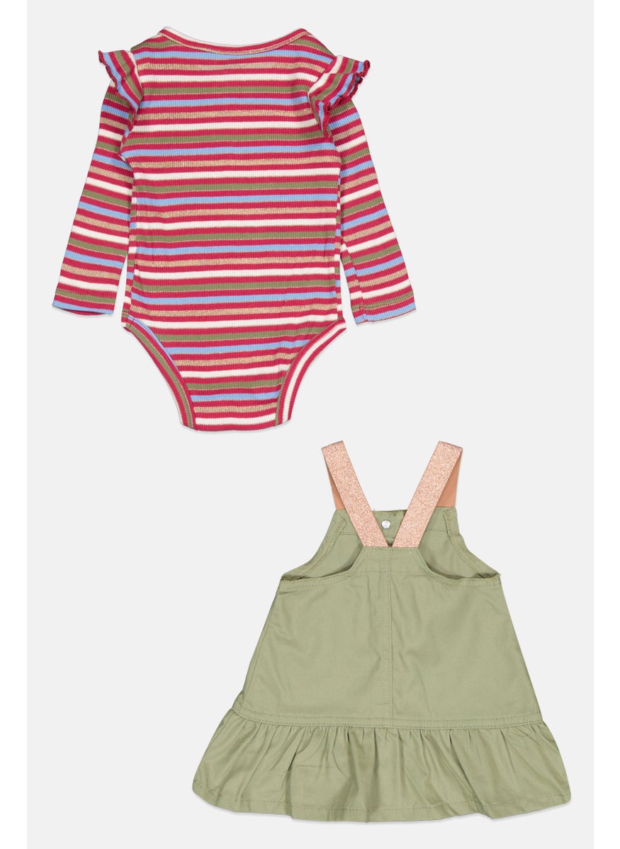 Nanette lepore - Toddlers Girl 2 Piece Striped Bodysuit With Dress, Multicolor - Image 1