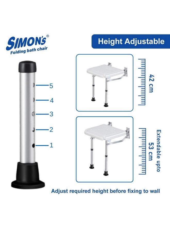Simon's Simon’s Folding Wall Bath Chair with Adjustable Legs for Elderly to sit and take Bath in Bathroom, Shower Bench for Senior Citizens and Disabled - Image 3