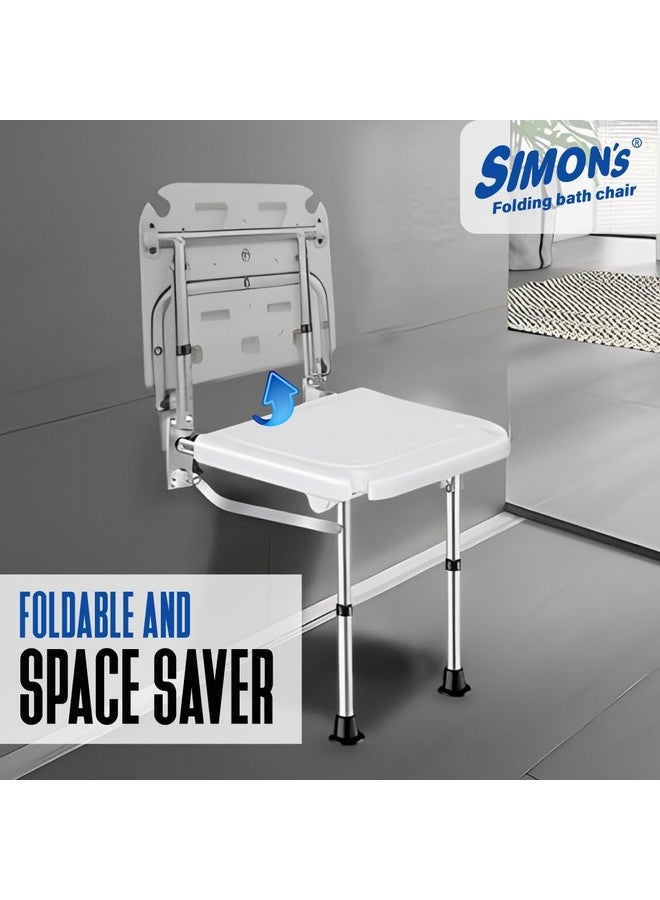Simon's Simon’s Folding Wall Bath Chair with Adjustable Legs for Elderly to sit and take Bath in Bathroom, Shower Bench for Senior Citizens and Disabled - Image 5