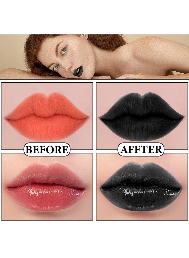 BKPPLZP Black Matte Liquid Lipstick3 In 1 Black Lip Liner And Lipstick Setmatte Lip Gloss Long Lasting Moisturizing Velvet Lipgloss Make Up Gift Set Cosplay Goth Halloween Special Effects Makeup Kit - Image 3