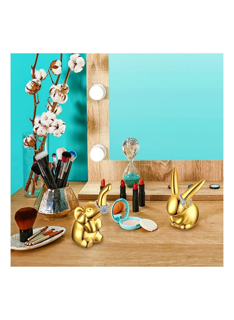 كابتن تيك 3 Pieces Animals Ring Holder Ceramic Elephant Statues Ceramic Ring Holder Cat Statue Gold Bunny Ornaments Modern Style Animal Figurines Ornaments for House Decor KSA | Riyadh, Jeddah - Image 5