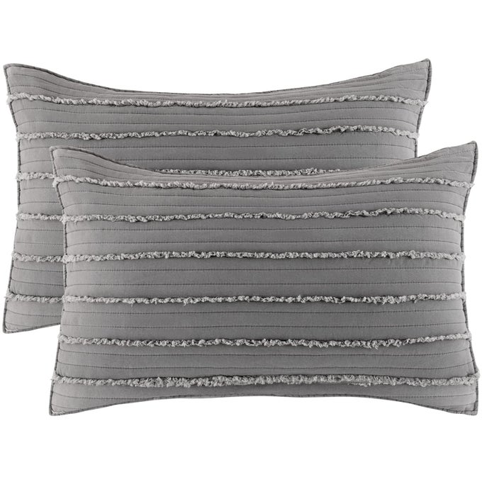 STANDARD SIZE PILLOW SHAMS SET OF 2 ULTRA SOFT BREATHABLE 20 X 26 INCHES PILLOW CASE ENVELOPE CLOSURE MICROFIBER FARMHOUSE BED PILLOWCASES FOR EASY CARE GREY