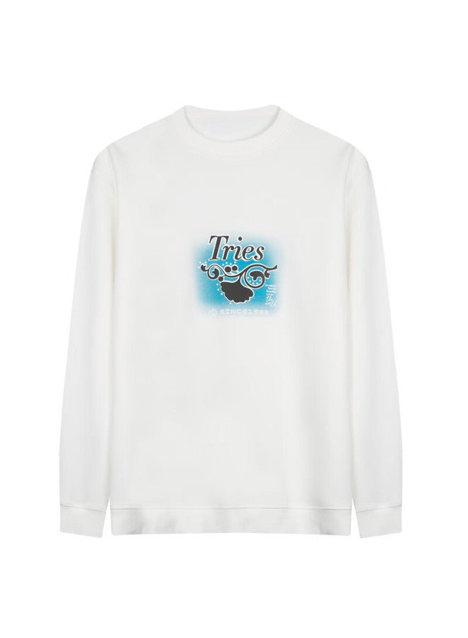 Tries Men's Sweatshirt, Round Neck, Autumn And Winter New Trendy Jacket, Top, Apricot Leaf Print, Heavyweight, Yunkun Fashio - Image 4