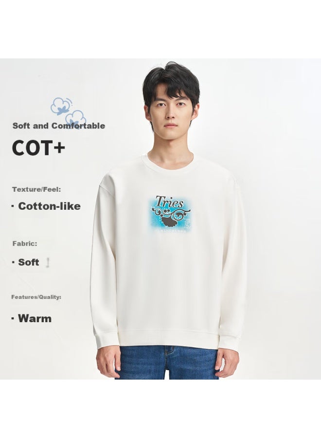 Tries Men's Sweatshirt, Round Neck, Autumn And Winter New Trendy Jacket, Top, Apricot Leaf Print, Heavyweight, Yunkun Fashio - Image 2