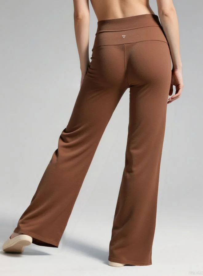Take Two  Take Two Coffee Brown Wide Waistband Flare Joggers for Women | Best Price UAE
