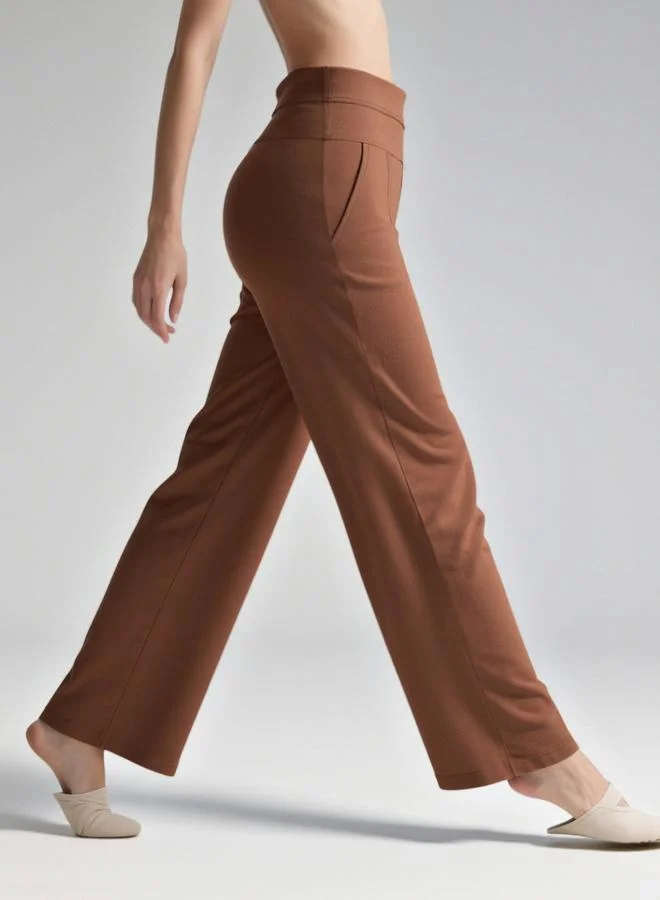 Take Two Take Two Coffee Brown Wide Waistband Flare Joggers