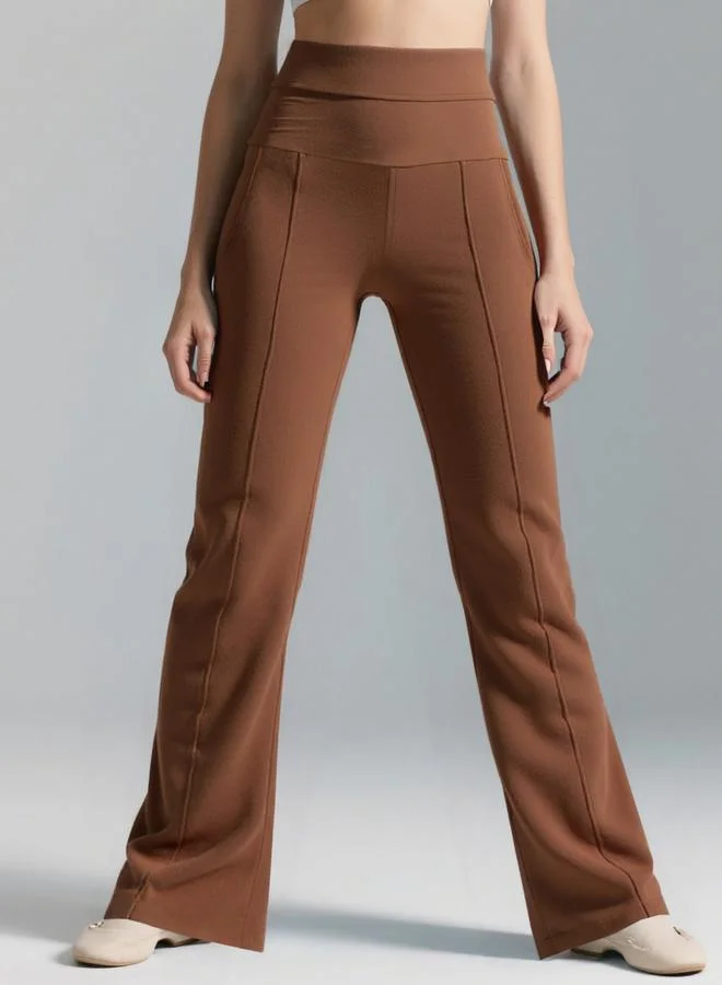 Take Two Take Two Coffee Brown Wide Waistband Flare Joggers