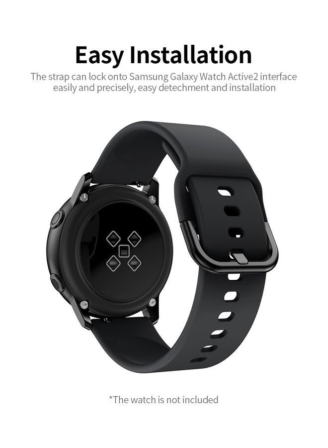 Replacement Silicone Sport Strap For Samsung Galaxy Watch 3 41mm / Active 2 40/44mm - Black - Image 5