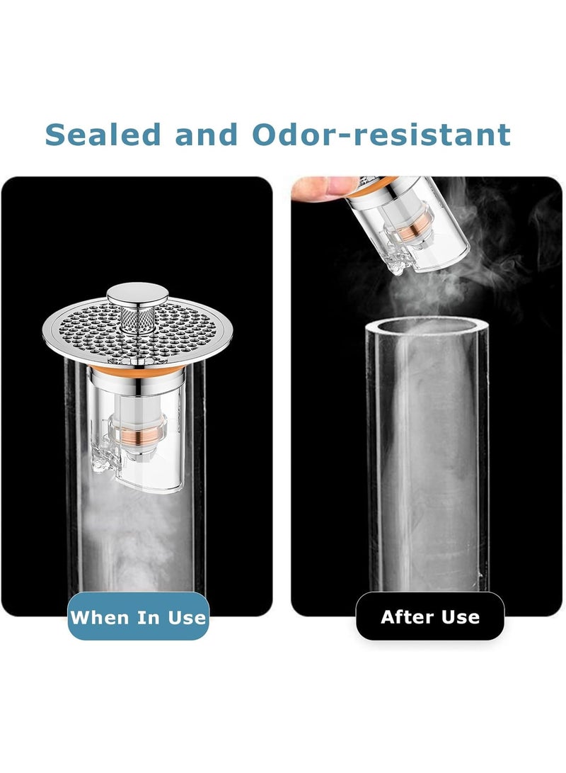 PINKSAMA Pop Up Sink Drain Strainer, Stainless Steel Basin Anti Odor Drain Filter with Brass Spring Core and Anti Clogging Filter Basket, Bathroom Sink Stopper for 1.30"-1.57" Basin Round Drain Holes, Silver - Image 5