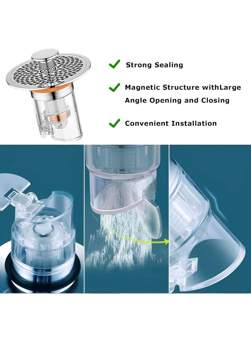 PINKSAMA Pop Up Sink Drain Strainer, Stainless Steel Basin Anti Odor Drain Filter with Brass Spring Core and Anti Clogging Filter Basket, Bathroom Sink Stopper for 1.30"-1.57" Basin Round Drain Holes, Silver - Image 4