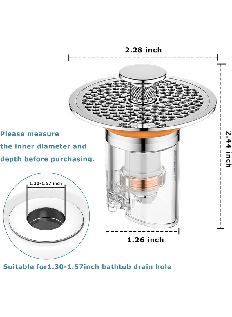 PINKSAMA Pop Up Sink Drain Strainer, Stainless Steel Basin Anti Odor Drain Filter with Brass Spring Core and Anti Clogging Filter Basket, Bathroom Sink Stopper for 1.30"-1.57" Basin Round Drain Holes, Silver - Image 2